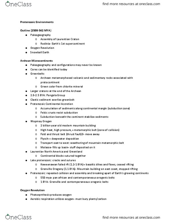 GSC 111 Lecture Notes - Lecture 12: Laurentia, Grenville Orogeny, Orogeny thumbnail