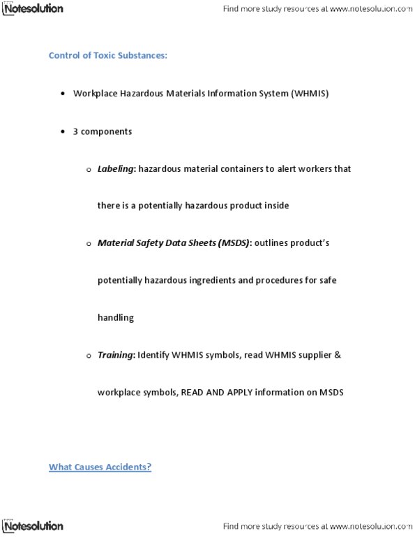 BUSM 1100 Lecture Notes - Absenteeism, Shift Work, Workplace Hazardous Materials Information System thumbnail