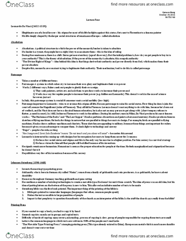 NATS 1760 Lecture Notes - Lecture 4: Gutenberg Bible, Johannes Gutenberg, Movable Type thumbnail