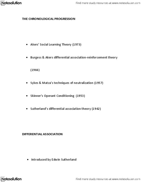 CRIM 2416 Lecture Notes - Psychopathology, Edwin Sutherland, Differential Association thumbnail