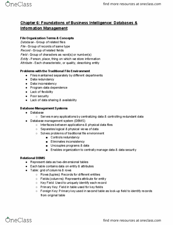 ITM 102 Lecture Notes - Lecture 5: Sql, Data Manipulation Language, Database thumbnail