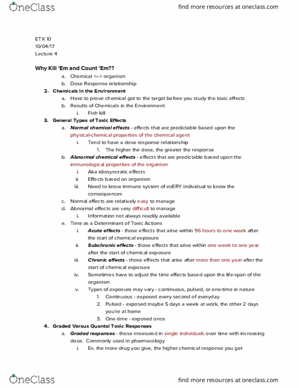 ETX 10 Lecture Notes - Lecture 4: Fish Kill, Co-Codamol, Morphine thumbnail