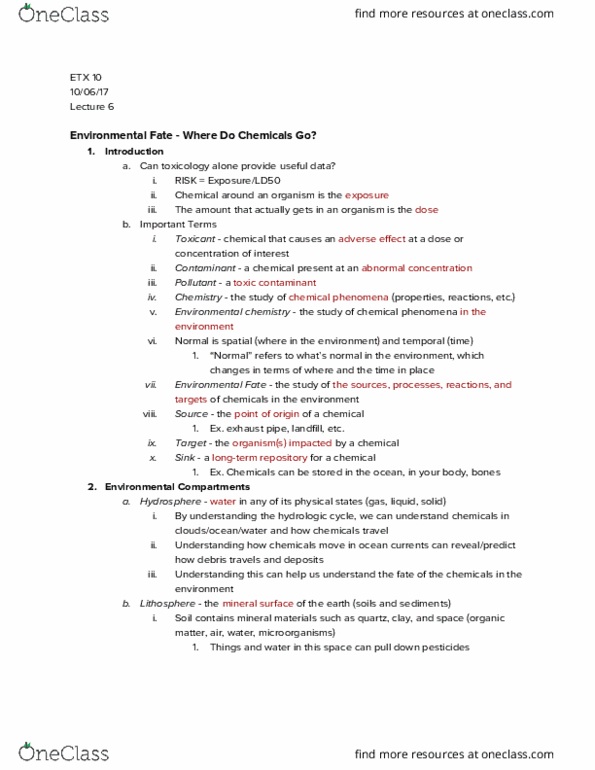 ETX 10 Lecture Notes - Lecture 6: Environmental Chemistry, Water Cycle, Hydrosphere thumbnail