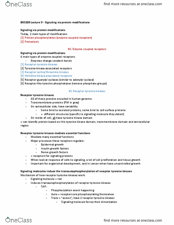 BIO230H1 Lecture Notes - Lecture 9: Histidine Kinase, Adenylyl Cyclase, Protein Kinase thumbnail