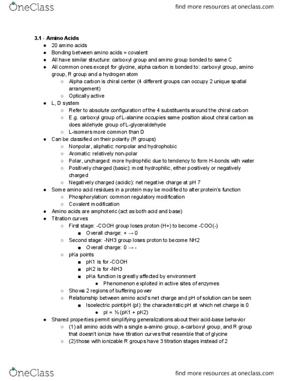 BME 20100 Chapter Notes - Chapter 3.1: Carboxylic Acid, Alpha And Beta Carbon, Absolute Configuration thumbnail