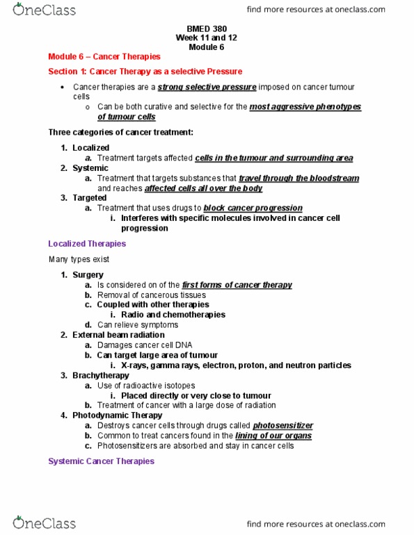 BMED 380 Lecture Notes - Lecture 6: Brachytherapy, Radiography, Photodynamic Therapy thumbnail