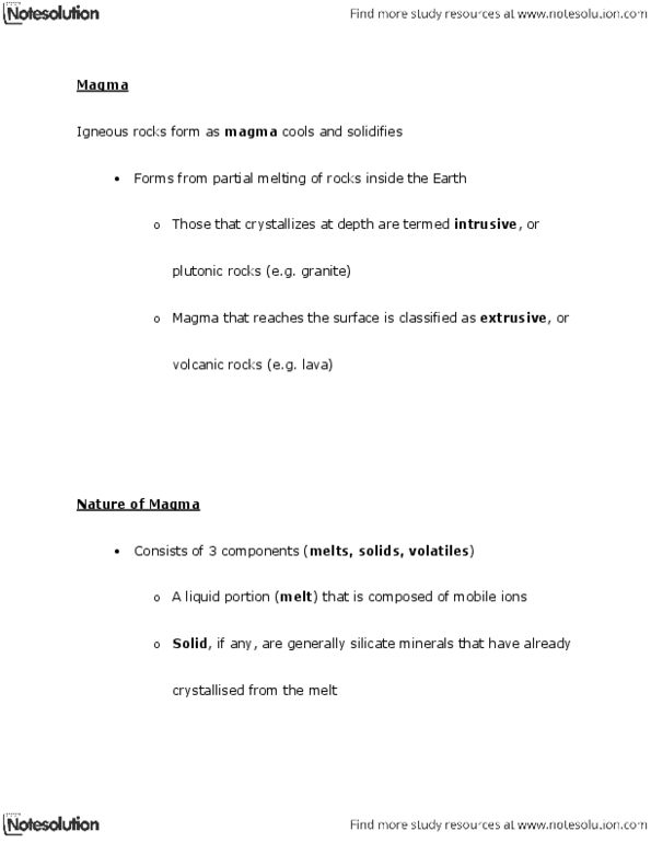 GEOL 2207 Lecture Notes - Andesite, Viscosity, Silicate Minerals thumbnail