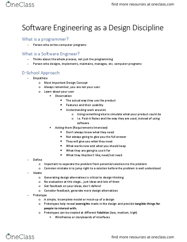 CIS 3250 Lecture 20: 20 Software Engineering as a Design Discipline thumbnail