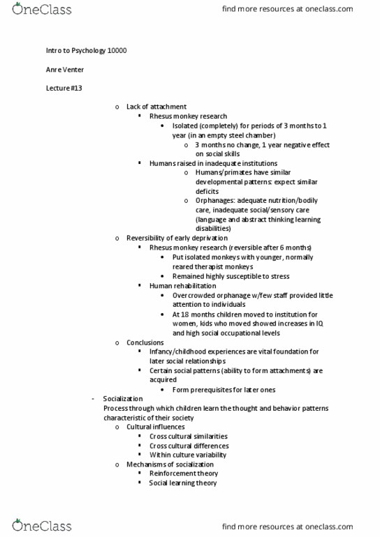 PSY10000 Lecture Notes - Lecture 13: 18 Months, Moral Development thumbnail