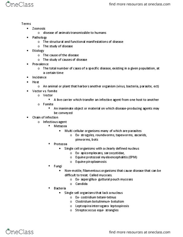 EQN2000 Lecture Notes - Lecture 1: Leptospira Interrogans, Babesiosis, Potomac Horse Fever thumbnail