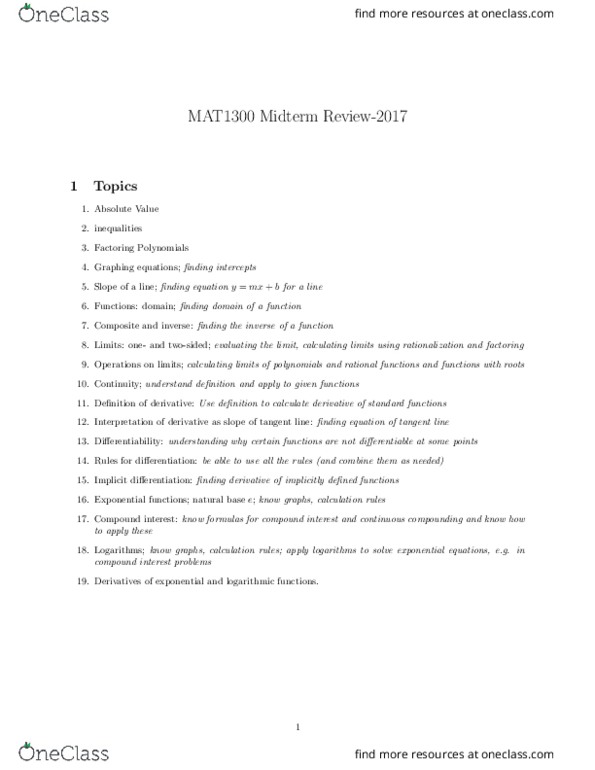 MAT 1300 Lecture Notes - Lecture 2: Compound Interest thumbnail