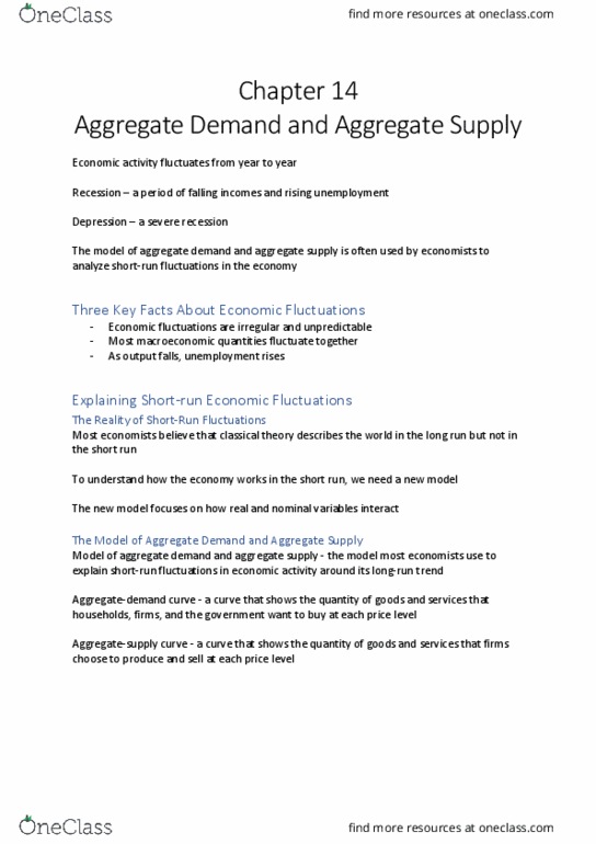 ECO 1102 Lecture Notes - Lecture 11: Aggregate Demand, Aggregate Supply, Longrun thumbnail