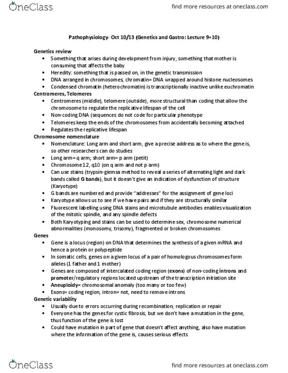 HSS 3305 Lecture Notes - Lecture 9: Single-Nucleotide Polymorphism, Noncoding Dna, Null Allele thumbnail