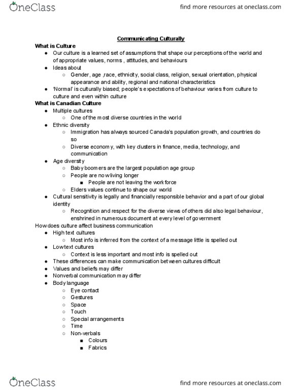 BU208 Chapter Notes - Chapter 3: Nonverbal Communication, Baby Boomers, Communication thumbnail