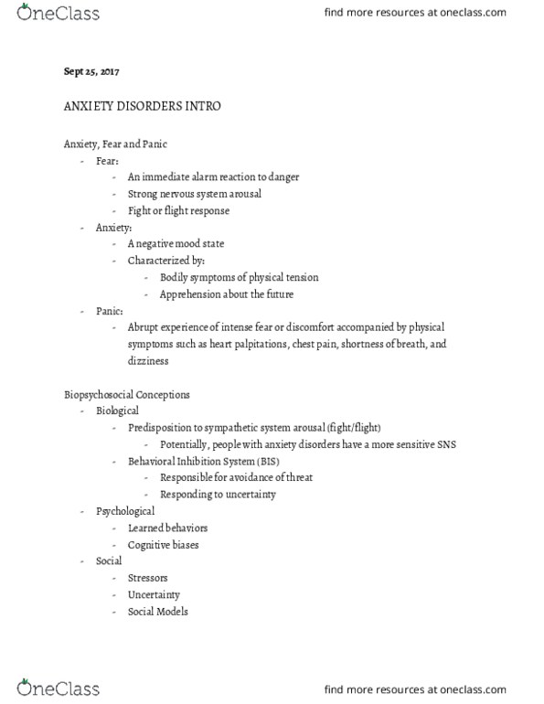 PSYCO239 Lecture Notes - Lecture 9: Etiology thumbnail