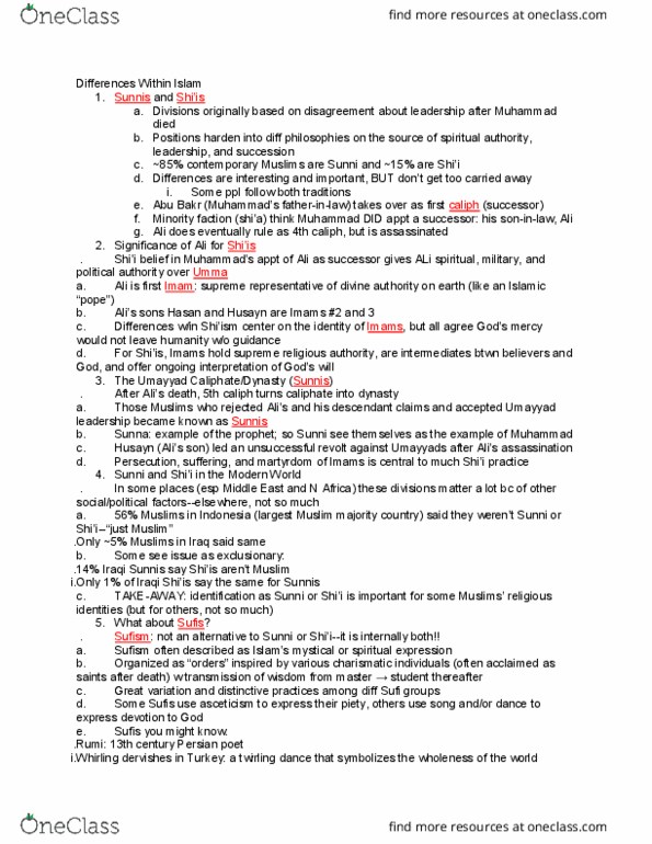 REL_ST 2110 Lecture Notes - Lecture 22: Shia Islam thumbnail