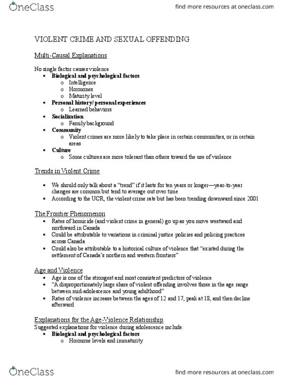 CRIM 101 Lecture Notes - Lecture 9: Sexual Assault, Peer Group, Frotteurism thumbnail