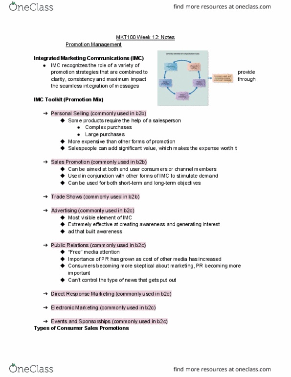 MKT 100 Lecture Notes - Lecture 12: Integrated Marketing Communications, Direct Response Television, Direct Market thumbnail