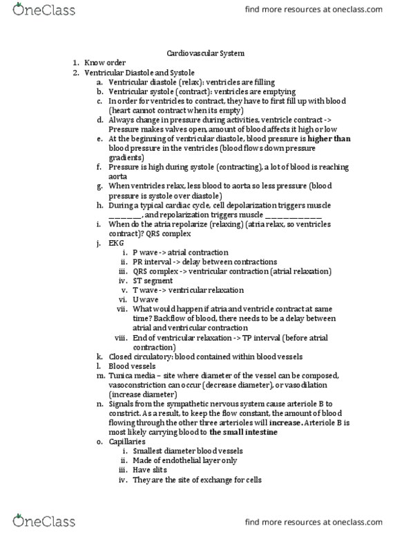 LIFESCI 2 Lecture Notes - Lecture 20: Qrs Complex, Red Blood Cell, Sympathetic Nervous System thumbnail