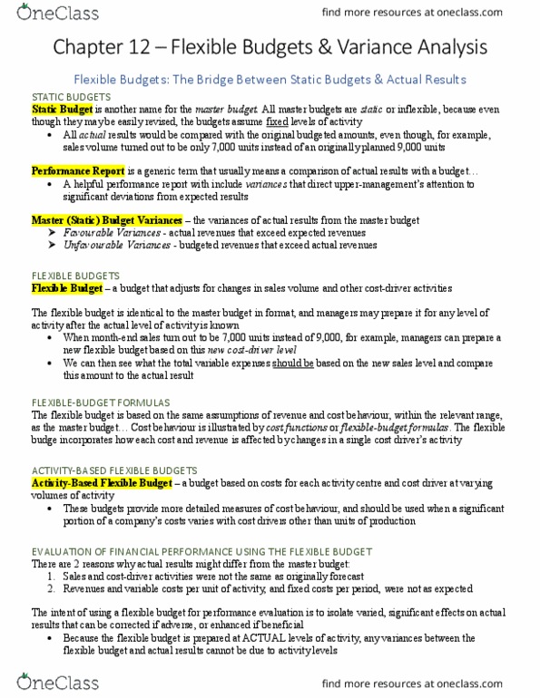 COMM-2016EL Chapter Notes - Chapter 12: Cost Driver, Financial Statement, European Cooperation In Science And Technology thumbnail