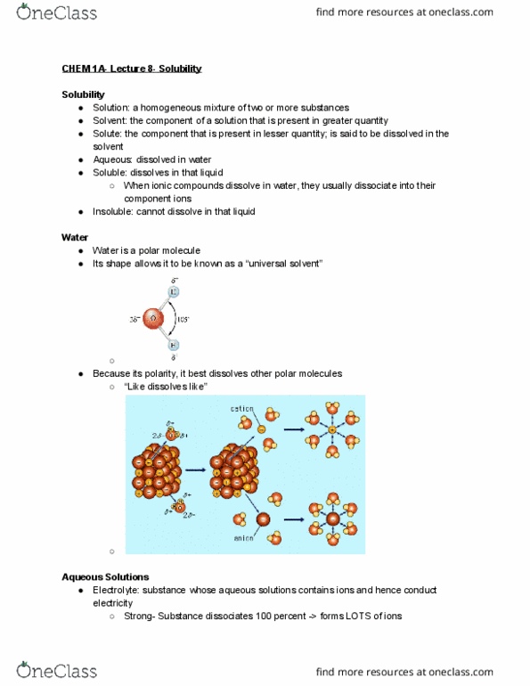 CHEM 1A Lecture Notes - Lecture 8: Chemical Polarity, Electrolyte, Sodium Hydroxide thumbnail