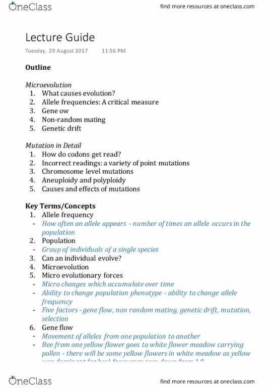 BIO 200 Lecture 9: Lecture Guide5 thumbnail