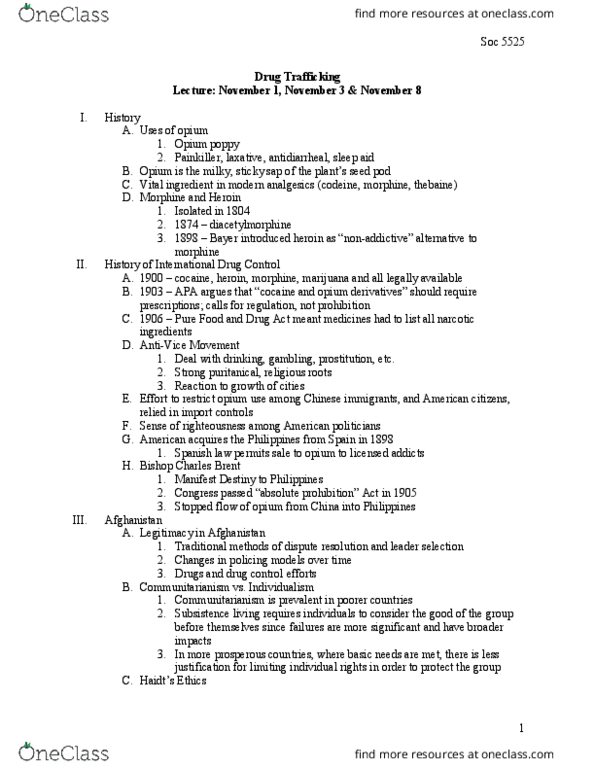 SOCIOL 5525 Lecture Notes - Lecture 11: Papaver Somniferum, Thebaine, Heroin thumbnail