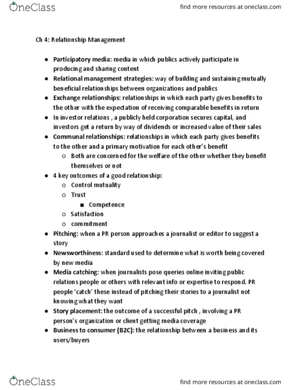 P R 220 Chapter Notes - Chapter 4: Investor Relations, Participatory Media, Retail thumbnail