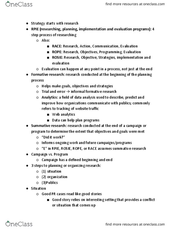 P R 220 Chapter Notes - Chapter 5: Swot Analysis, Web Analytics, Organizational Communication thumbnail