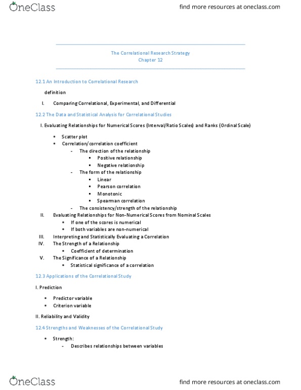 PSYC 2001 Lecture Notes - Lecture 12: Pearson Product-Moment Correlation Coefficient, Scatter Plot, Statistical Significance thumbnail