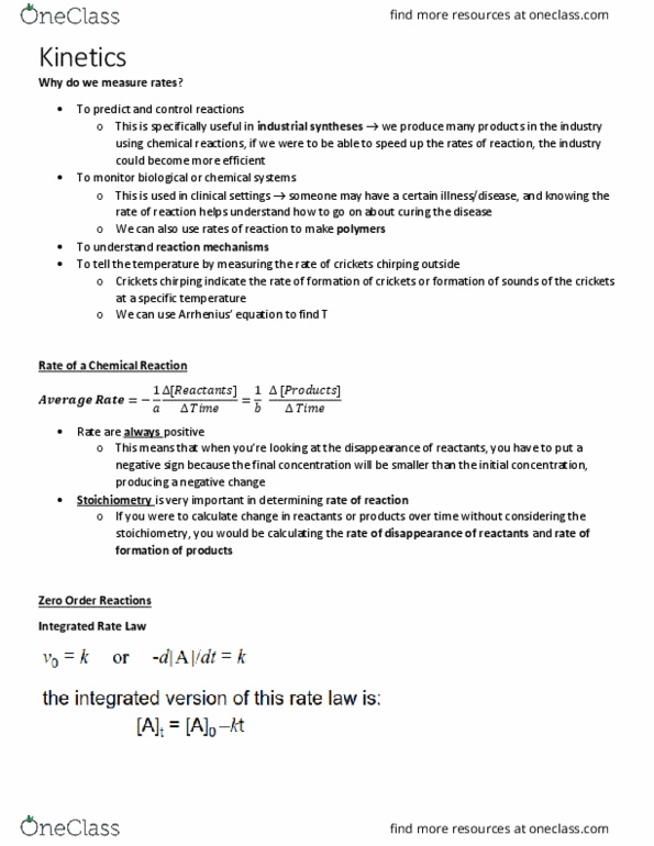 CHEM 1AA3 Lecture Notes - Lecture 12: Rate Equation, Stoichiometry, Molecularity thumbnail