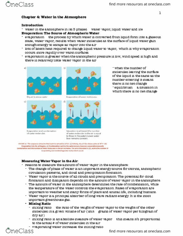 GEOG 1112 Chapter Notes - Chapter 4: Vapor Pressure, Dew Point Depression, Dew Point thumbnail