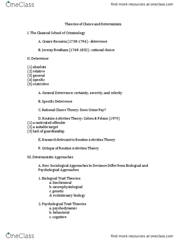 SOC212H1 Lecture Notes - Lecture 4: Cesare Beccaria, Jeremy Bentham, Determinism thumbnail