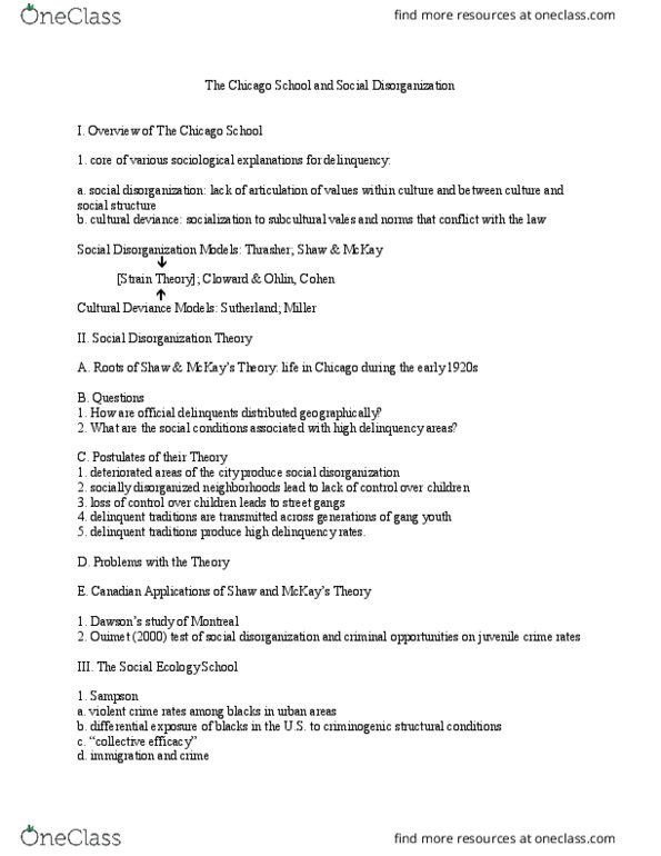 SOC212H1 Lecture Notes - Lecture 5: Social Disorganization Theory, Male Unemployment, Infant Mortality thumbnail