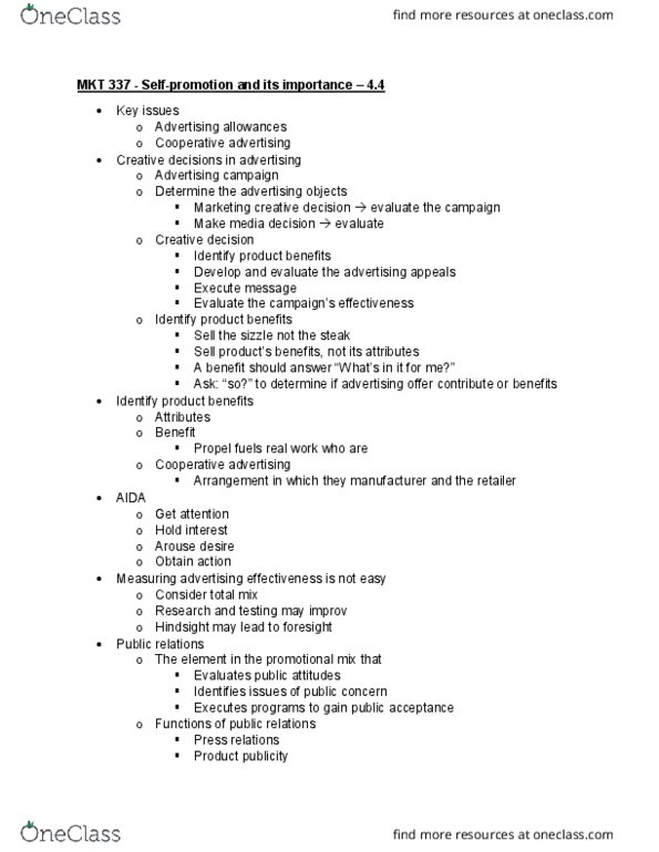 MKT 337 Lecture Notes - Lecture 31: Advertising Management, Advertising Campaign, Corporate Communication thumbnail