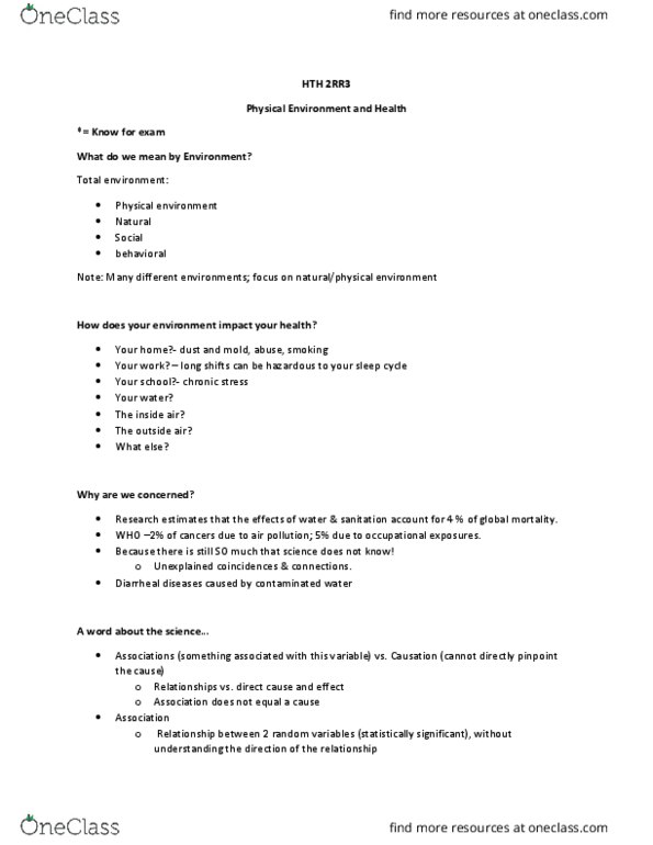 HTHSCI 2RR3 Lecture Notes - Lecture 10: Flame Retardant, Diarrhea, Water Pollution thumbnail