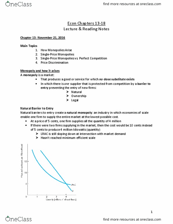 Economics 1021A/B Chapter 13-18: Econ Exam Chapters 13-18 thumbnail