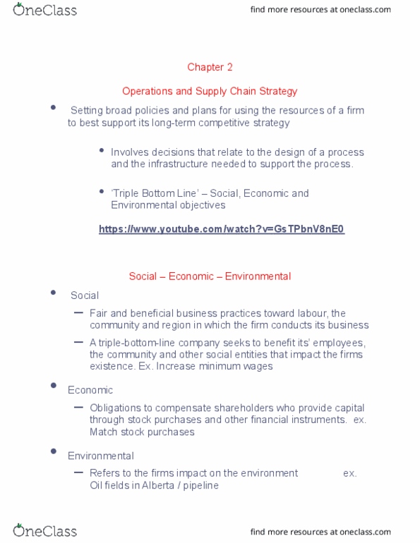 Business Administration - Retail Management OPM400 Chapter Notes - Chapter 2: Triple Bottom Line, Environmentalism, Corporate Social Responsibility thumbnail