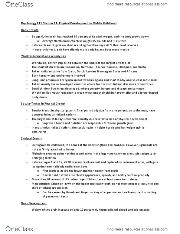 PSYCH211 Chapter Notes - Chapter 11: Permanent Teeth, Thumb Sucking, Dental Caries thumbnail