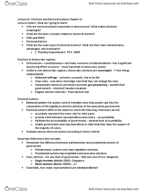 POL 100 Lecture Notes - Lecture 9: Tactical Voting, Universal Suffrage, Instant-Runoff Voting thumbnail