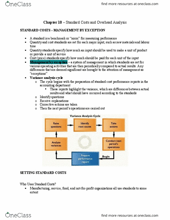Management and Organizational Studies 3370A/B Chapter Notes - Chapter 10: Standard Cost Accounting, Variable Cost, Unemployment Benefits thumbnail