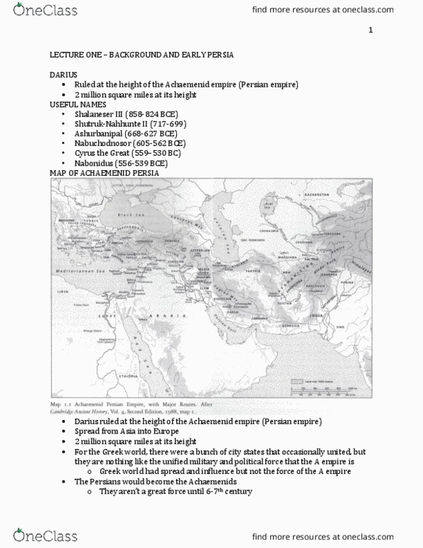 Classical Studies 3906F Lecture Notes - Lecture 1: Quintus Curtius Rufus, Diodorus Siculus, Artaxerxes Ii Of Persia thumbnail