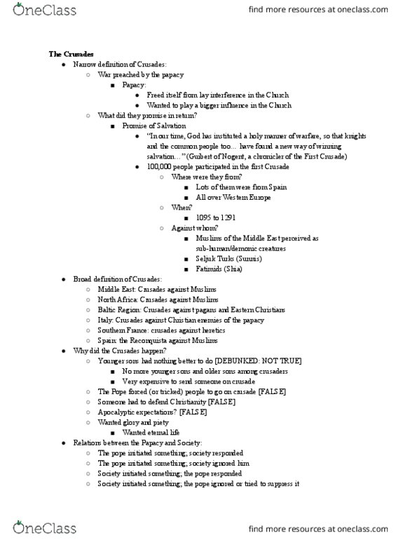 HISTORY 115 Lecture Notes - Lecture 1: Fatimid Caliphate thumbnail
