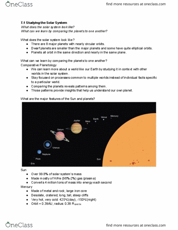 ASTR 101 Lecture Notes - Lecture 7: Planetary Science, Earth Mass, Galilean Moons thumbnail