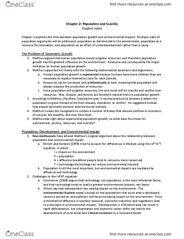 GEOG 410 Lecture Notes - Lecture 14: Kuznets Curve, Ecological Footprint, Demographic Transition thumbnail