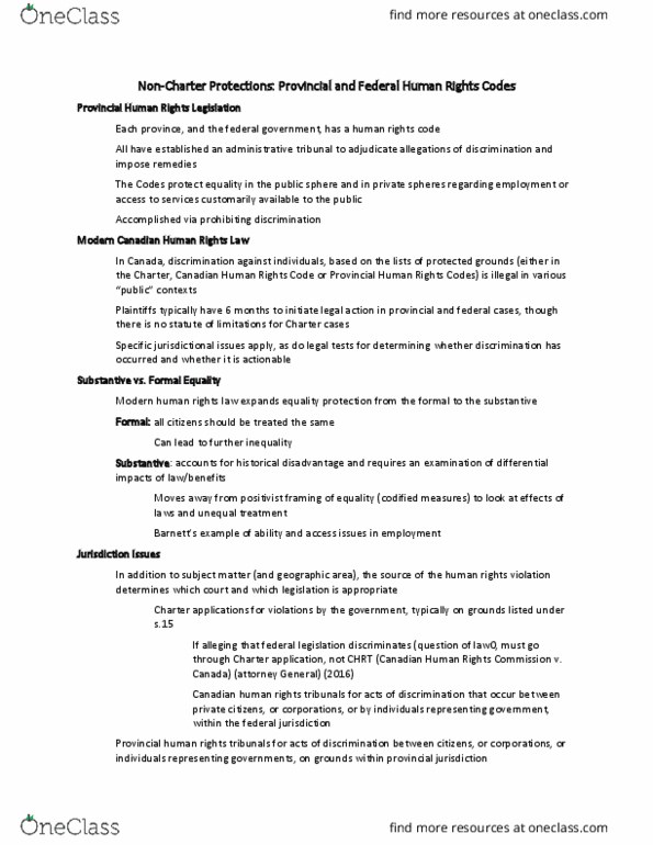 CRIM 335 Lecture Notes - Lecture 3: Canadian Human Rights Act, Canadian Human Rights Commission, Unemployment Benefits thumbnail