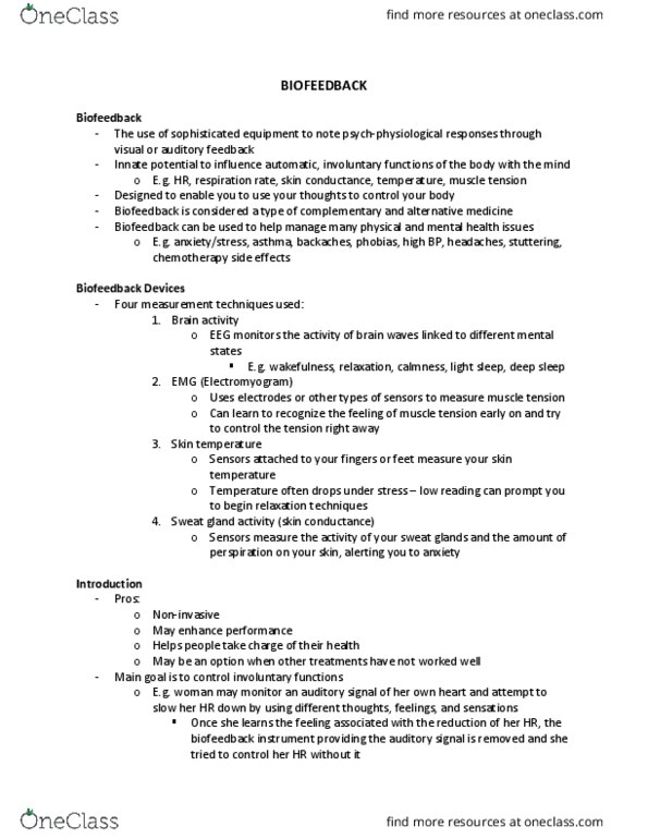 Kinesiology 2276F/G Lecture Notes - Lecture 20: Thermometer, Biofeedback, Sweat Gland thumbnail