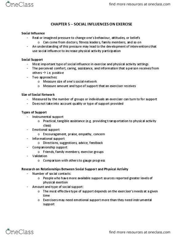 Kinesiology 2276F/G Lecture Notes - Lecture 5: Social Influence, Social Control, Team Building thumbnail