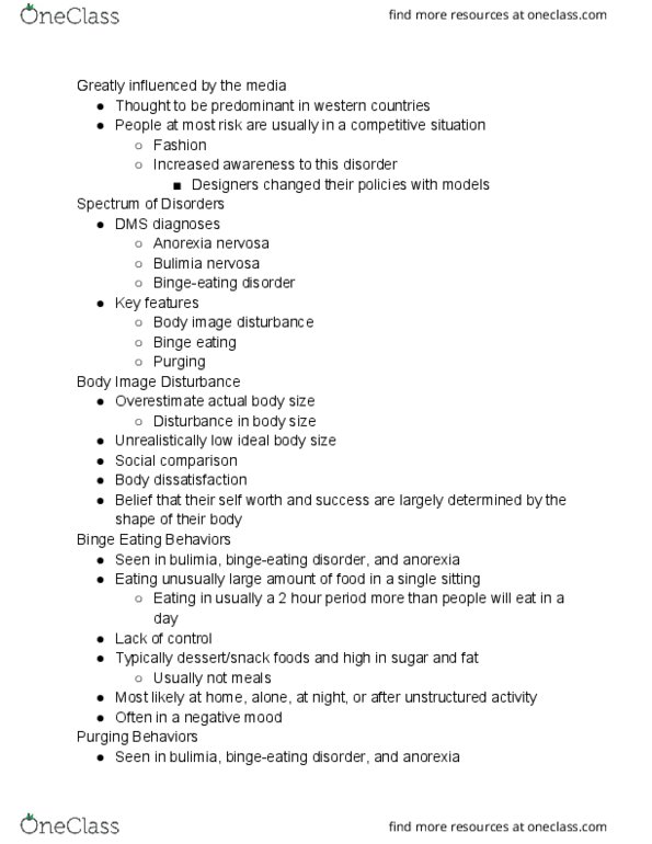 01:830:340 Lecture Notes - Lecture 11: Anorexia Nervosa, Binge Eating, Binge Eating Disorder thumbnail