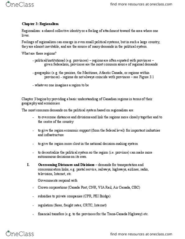 PSCI 2002 Lecture Notes - Lecture 2: Trans-Canada Highway, Tertiary Sector Of The Economy, List Of Political Parties In Canada thumbnail